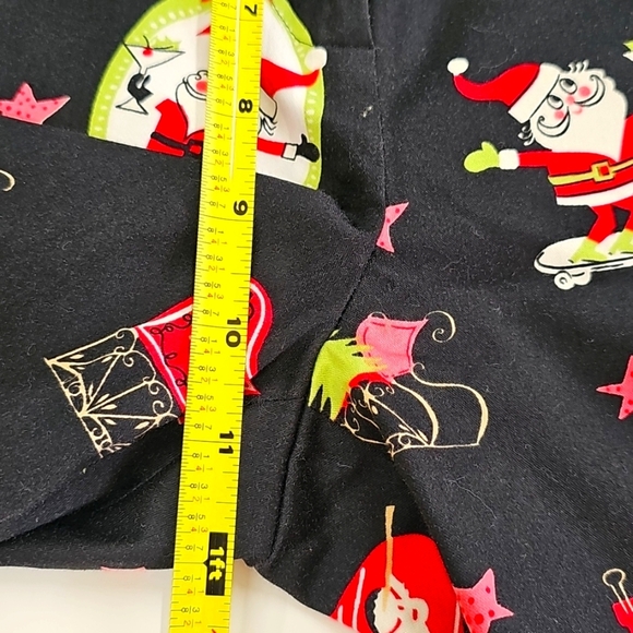 itw Brand Straight Leg Kitsch Christmas Pants, Vtg Inspired Print Blk Pink Green - Picture 8 of 9